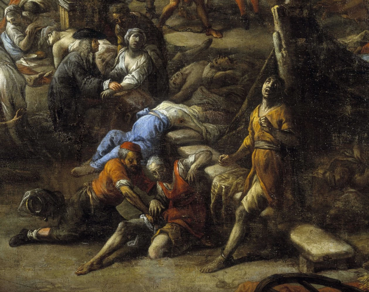 Veduta del Cours Belsunce, Marsiglia, durante la peste del 1720 - Musee des Beaux, Arts, Marseille, dettaglio 8